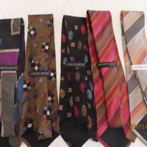 Lot of 5 Designer Neckties Bugatti, Kenneth Cole, Geoffrey Beene Neckties